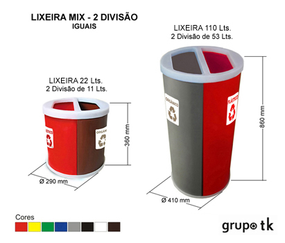 MIX - 2 DIVISÃO IGUAIS - VOLUME e DIMENSÕES